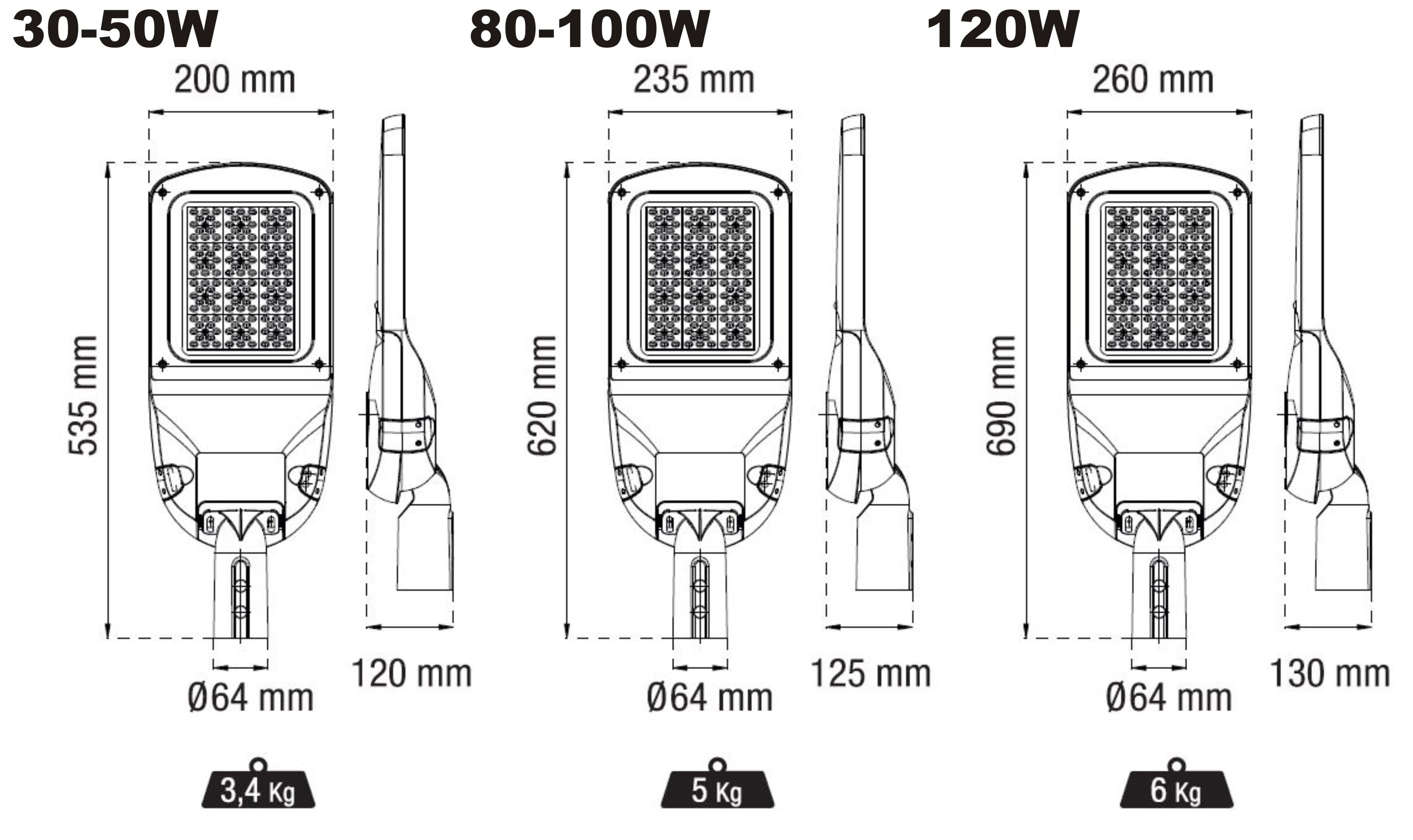 LED veřejné osvětlení se speciálním spektrem 1800K - veřejné pouliční osvětlení s rozměry